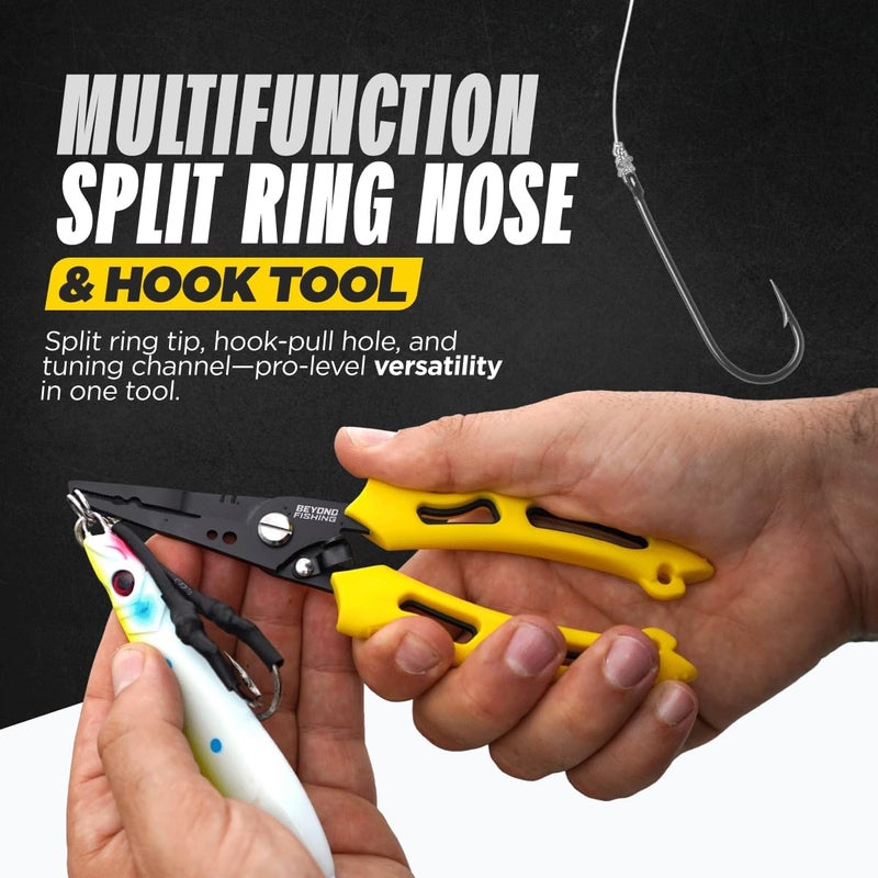 Beyond Braid Beyond Fishing QuickRig Fishing Pliers – Multifunction Stainless Steel Split Ring Pliers for Fishing with Line Cutter & Crimper – Corrosion Resistant & Spring Loaded Design - Image 5